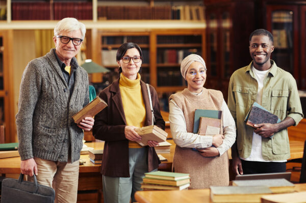 mix of individuals at the library